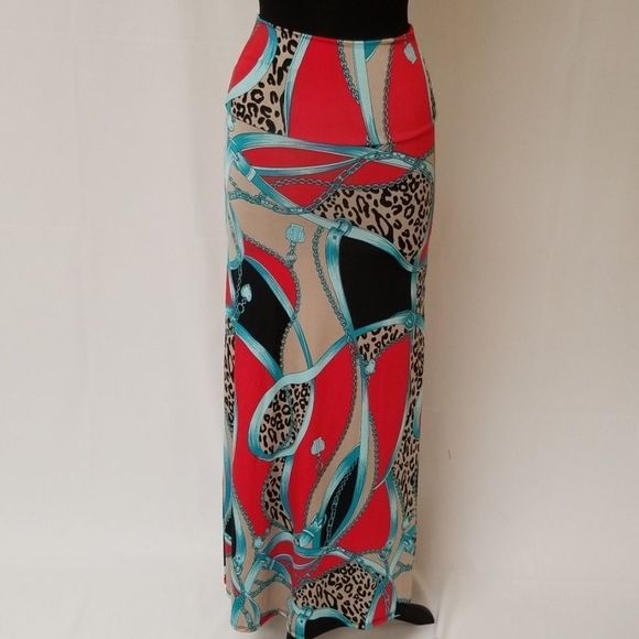 Red Animal Print Maxi Skirt - Picture 4 of 5